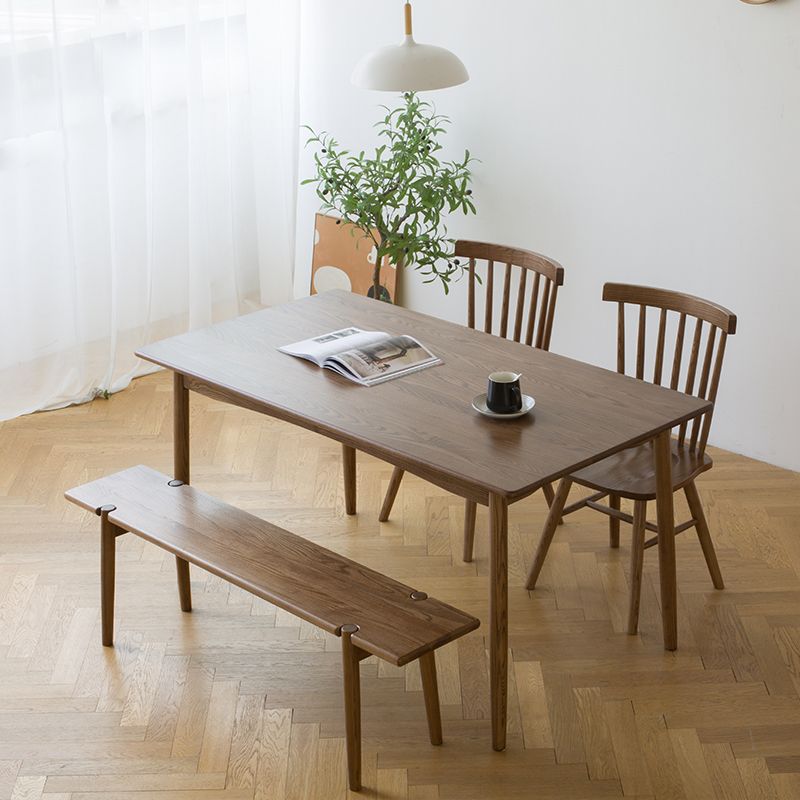 Modern Ash Wood Table in Walnut for Restaurant Rectangle Dining Table with 4 Legs