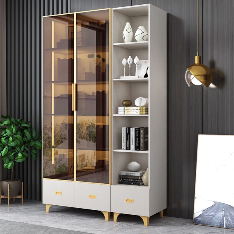 Glam Standard Book Shelf Engineered Wood Bookcase with Doors