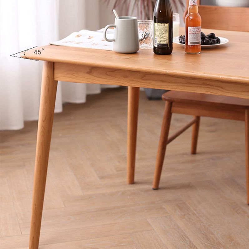 Contemporary Dining Table Cherry Solid Wood Table with 4 Legs for Kitchen Dinner Dining Room
