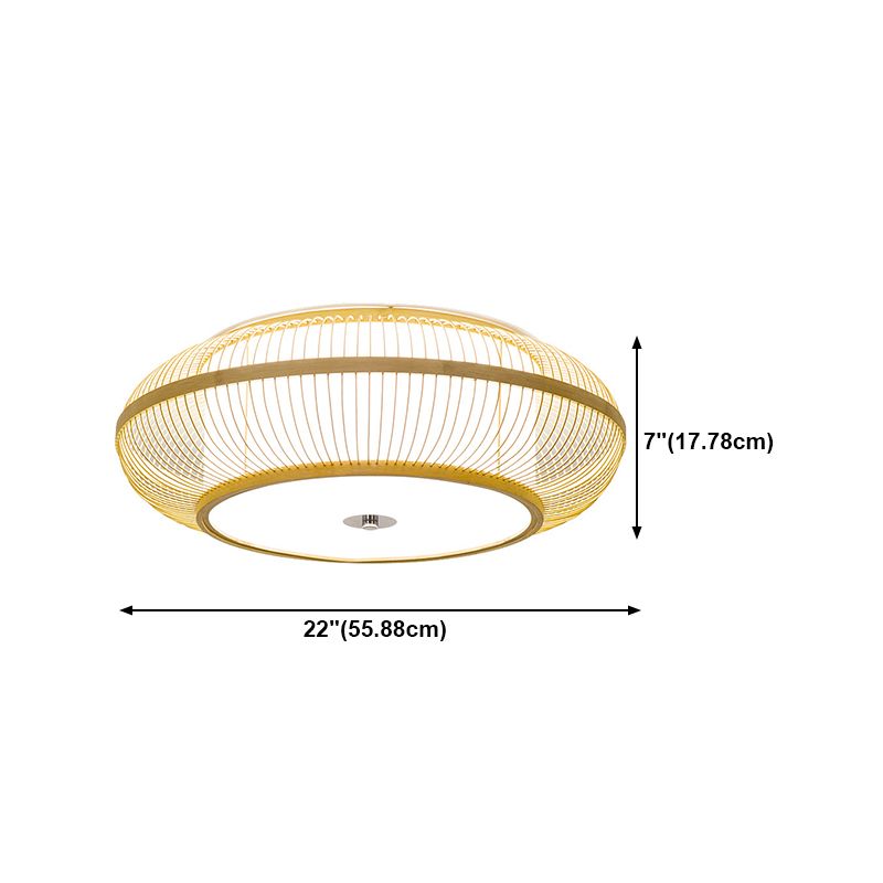 Asia Circle Flush Mount Ceiling Light Bamboo Flush Mount Lighting for Bedroom