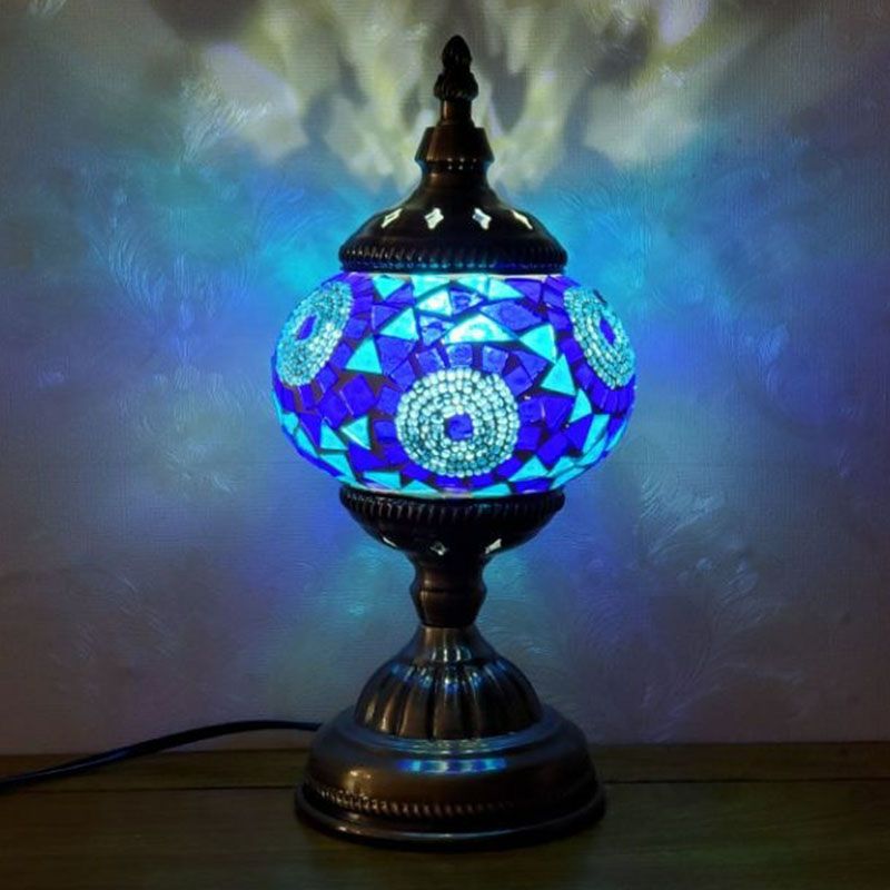 Turkish Oblate Nachttischlampe Single-Bulb-Glasschifftischleuchte für das Restaurant