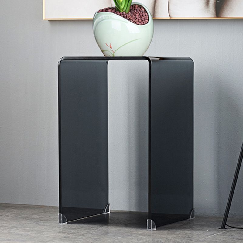 Modern Glass Sled Side End Table Minimalist Square Corner Table