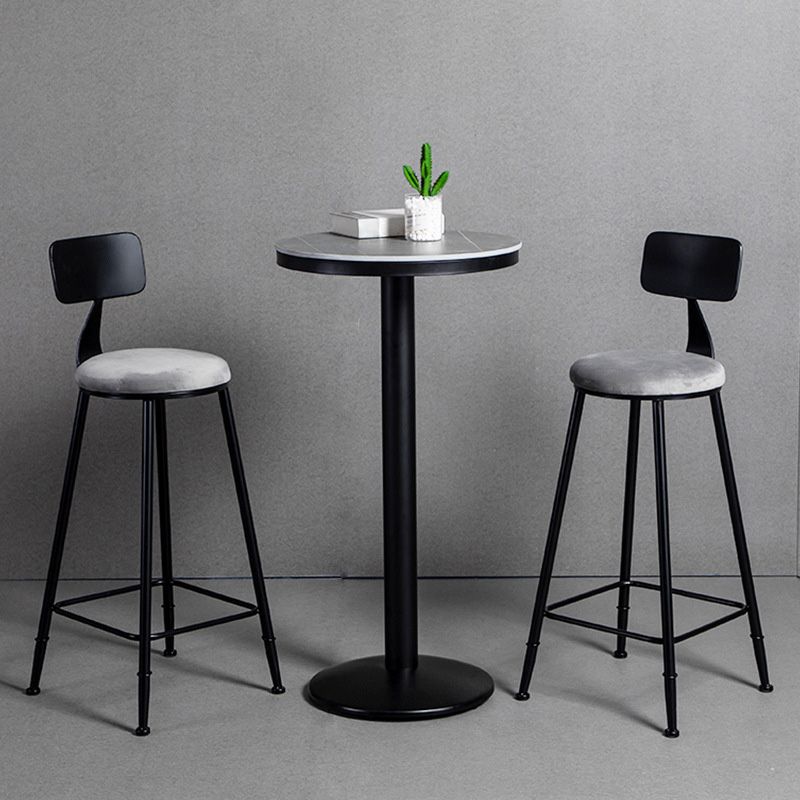 Industrial Style Gray Stone Top Bar Table Set 1/2/3 Pieces Counter Table with High Stools