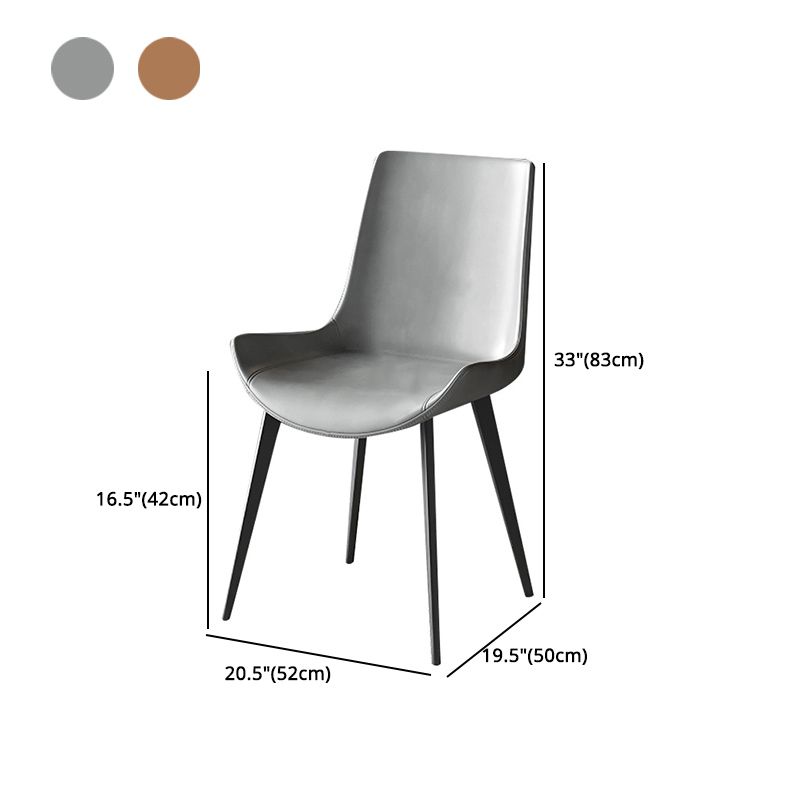 Sillas de comedor de cuero contemporáneas, sillas laterales de comedor con respaldo sólido (juego de 2)