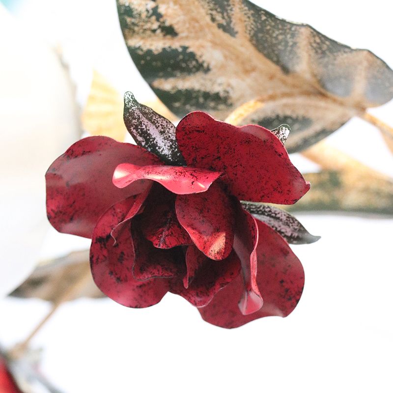 Blumen-Wohnzimmer-Deckenbeleuchtung, pastorales cremefarbenes Glas, rote Kronleuchter-Leuchte