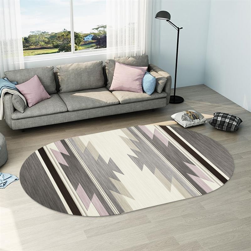 Modern Living Room Area Carpet Geometric Pattern Polyester Area Rug Anti-Slip Easy Care Area Rug