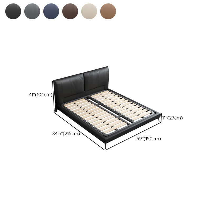 Contemporary Upholstered Standard Bed, Rectangular Headboard Bed