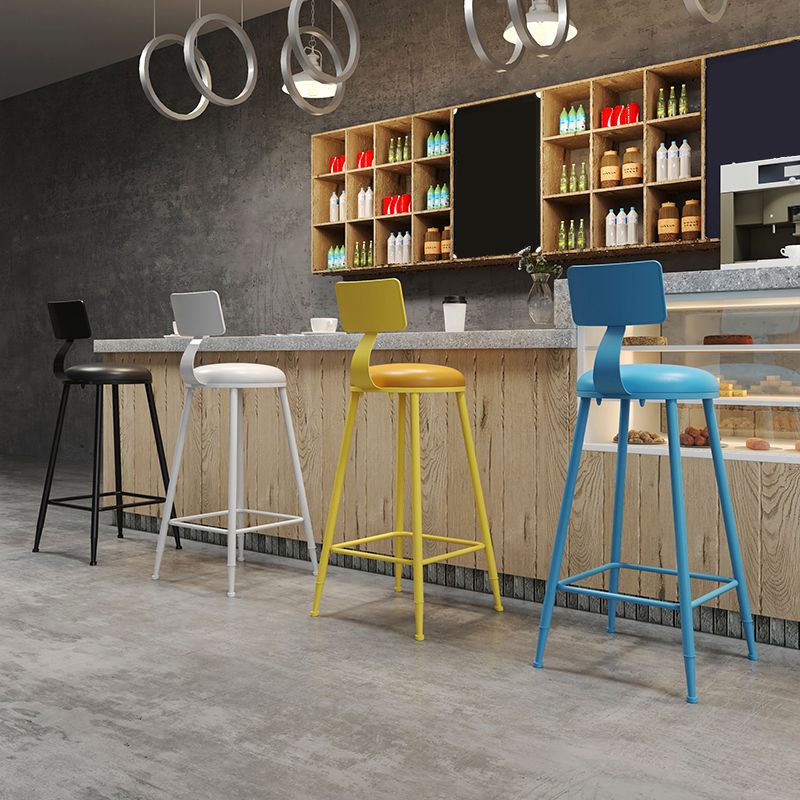 Contemporary PU Leather Bar-stool Round Seat Counter Bar Stool with Metal Legs