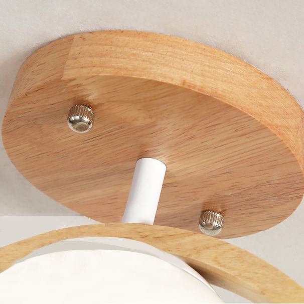 Contemporary Globe Flush Light Fixture Wood 1 Light Flush Mount Ceiling Fixture in Brown