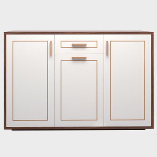 White Engineered Wood Sideboard Modern Adjustable Shelving Credenza with Drawer