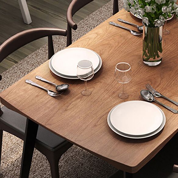 Industrial Style Solid Wood Top Dining Room Set with Rectangle Shape Table Dining Room Set