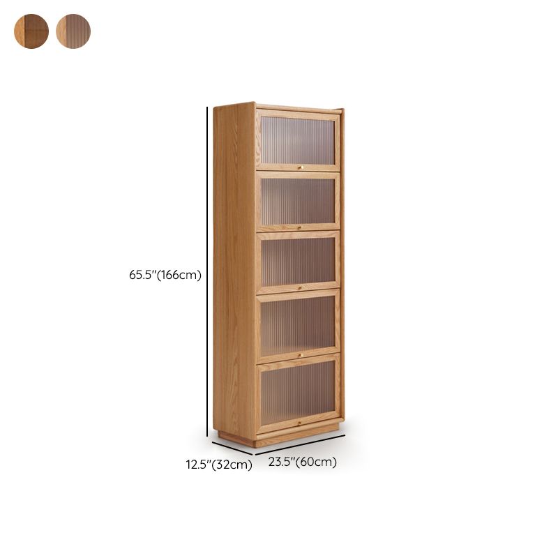 Contemporary Sideboard Cabinet Oak Glass Doors Sideboard Table for Dining Room