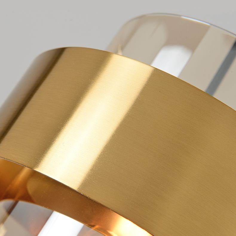 Modern Artistic Cylindrical Pendant Light Electroplate Metal Hanging Lamp with Glass Shade