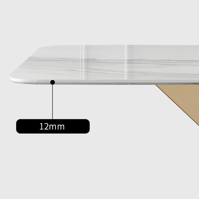 Modern Sintered Stone Dining Room Set with Rectangle Top and Gold Base Furniture Set