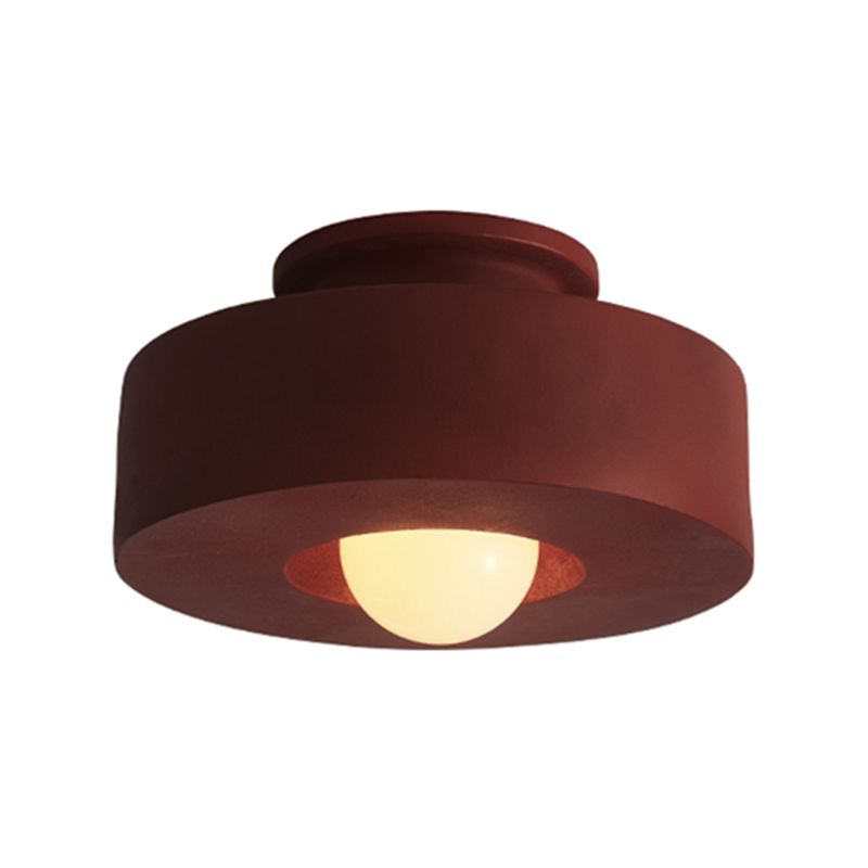 LED Modern Ceiling Flush in Black / Green / Red Drum 1 - Light Ceiling Mount