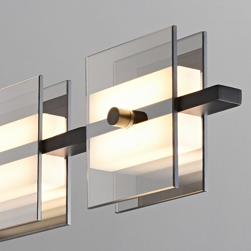 Clear and Black Ceiling Pendant Light Brass & Glass LED Kitchen Island Fixture