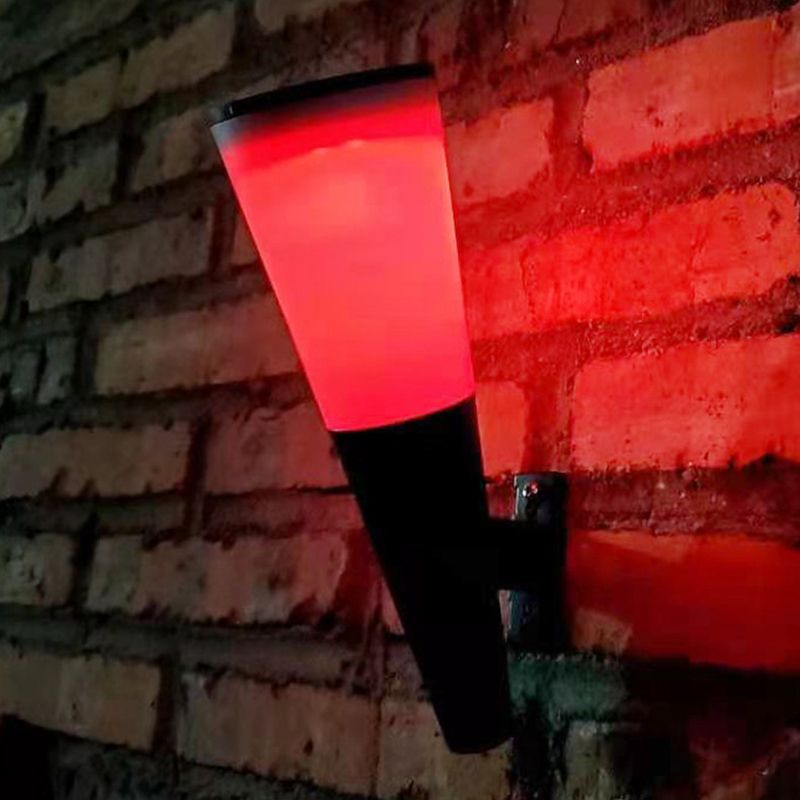 Conical Outdoor Solar Wall Sconce Plastic Nordic LED Wall Light Fixture in Black