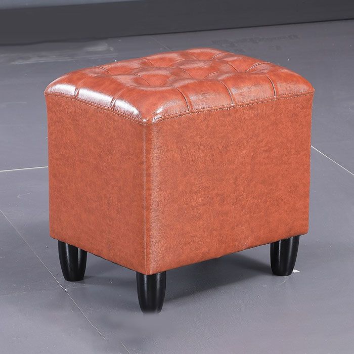 Faux Leather Black Standard Rectangle Pure Color Indoor Standard