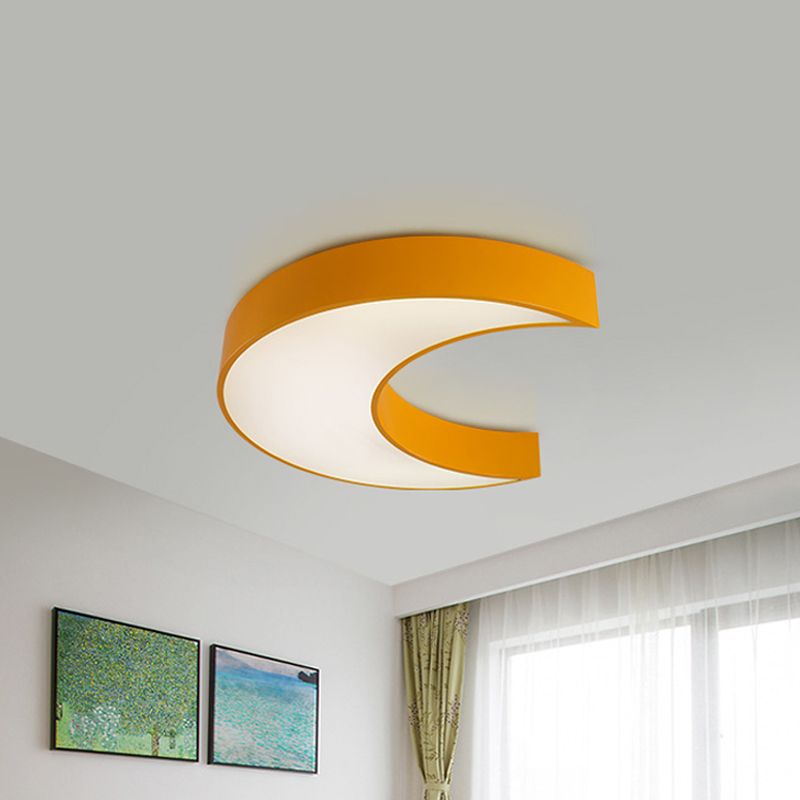 Crescent Moon Bedchamber Flush Lighting Acrylic LED Children Flush Mount Fixture in White/Yellow/Blue