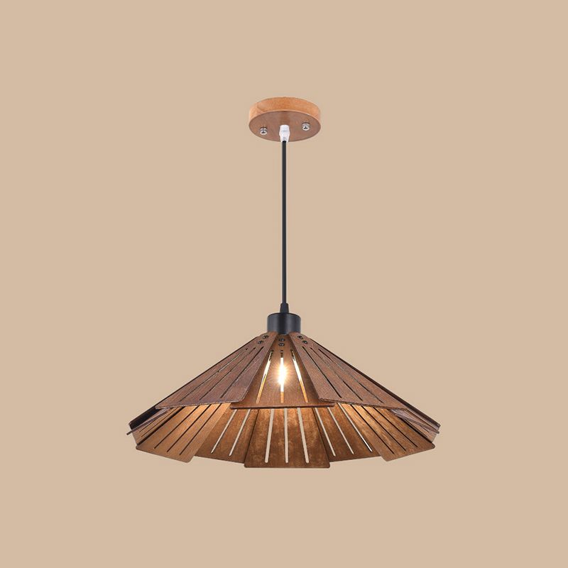 Pot Cover Shade Hanging Lighting Modern Style Wood 1 Light Sanging Lamping