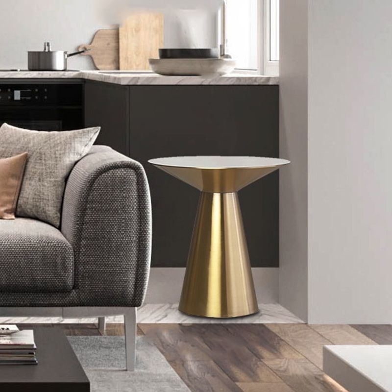 Mid-Century Side Table Metal Round Pedestal Living Room End Table