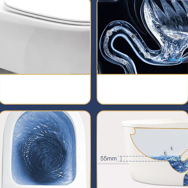 Modern White Siphon Jet Toilet Bowl Wall Mount Flush Toilet With Seat for Bathroom
