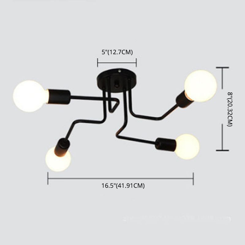 Montura de Enredo Negro de Enredo Semivaciado de Luz Minimalista Industrial Minimalista