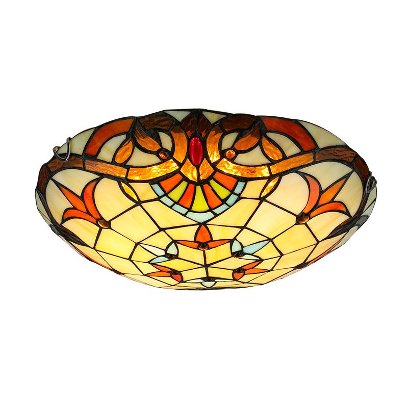 Plafón de techo tipo cuenco beige, clásico, hecho a mano, de vidrio, con diseño de cinta