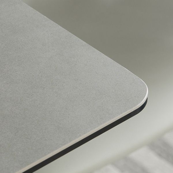Industrial Dinner Table Stone Rectangle Dining Site Table in Grey