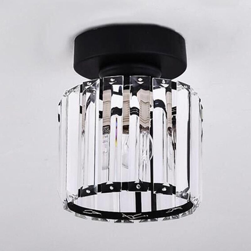 Nordic Crystal Shade Ceiling Lamp Geometric Flush Mount Light Fixture for Bedroom