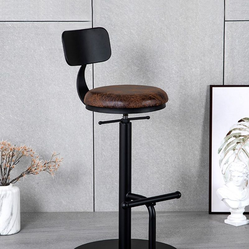 Metal Adjustable Height Bar Stool Industrial Armless Bar Stool with Footrest