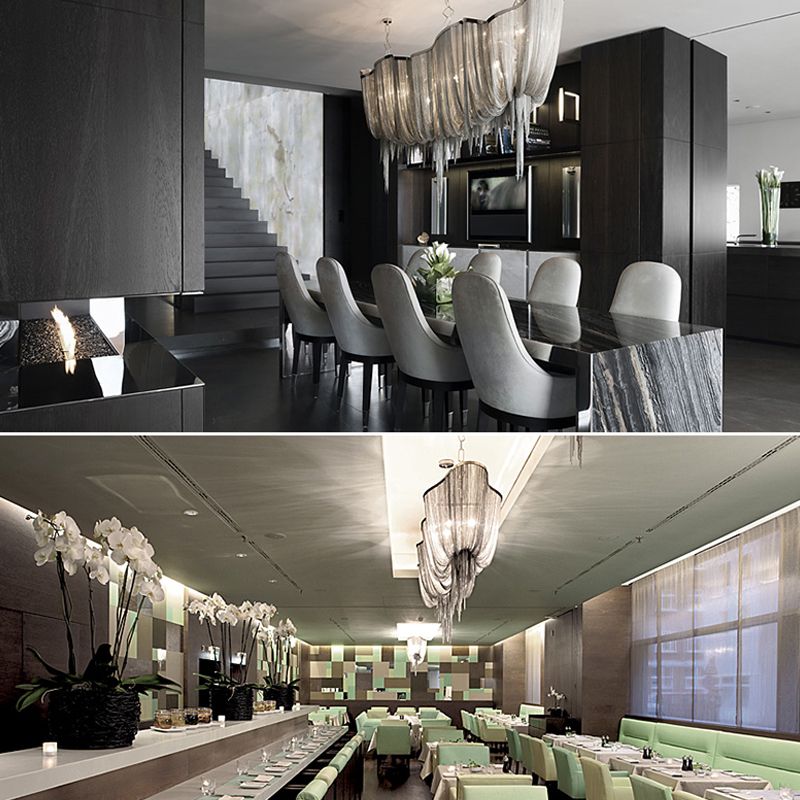 Grande lampadario in metallo Postmodern lampadario a ciondolo in oro per la hall dell'hotel