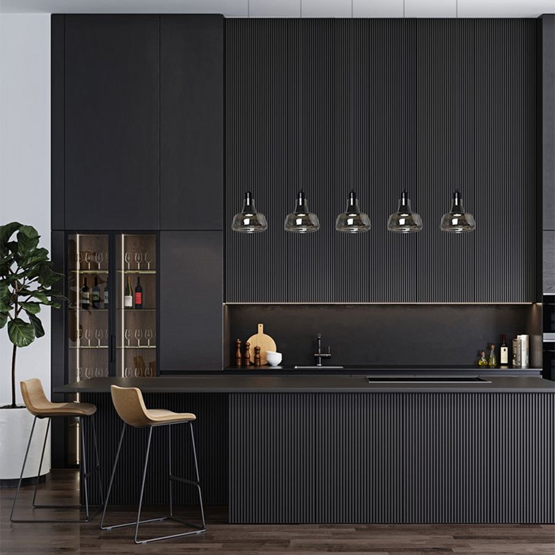 Hanging Cord Pendant Ceiling Light Modern Glass Dinning Room Hanging Light Fixture in Smoke Gray