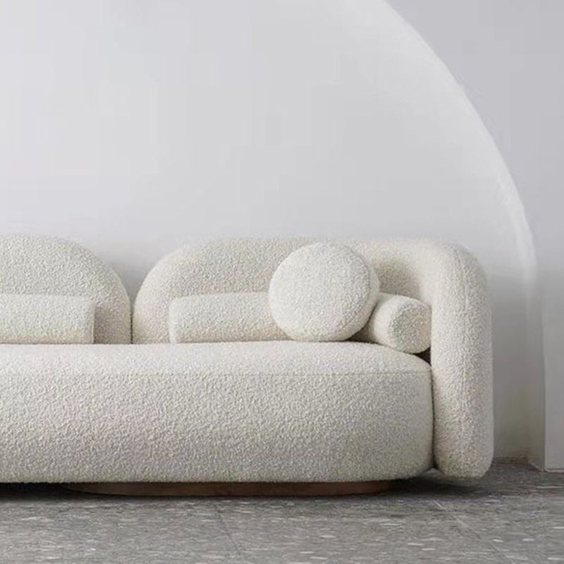 White Modern Sofa for Living Room Minimalist Tuxedo Arm Sofa