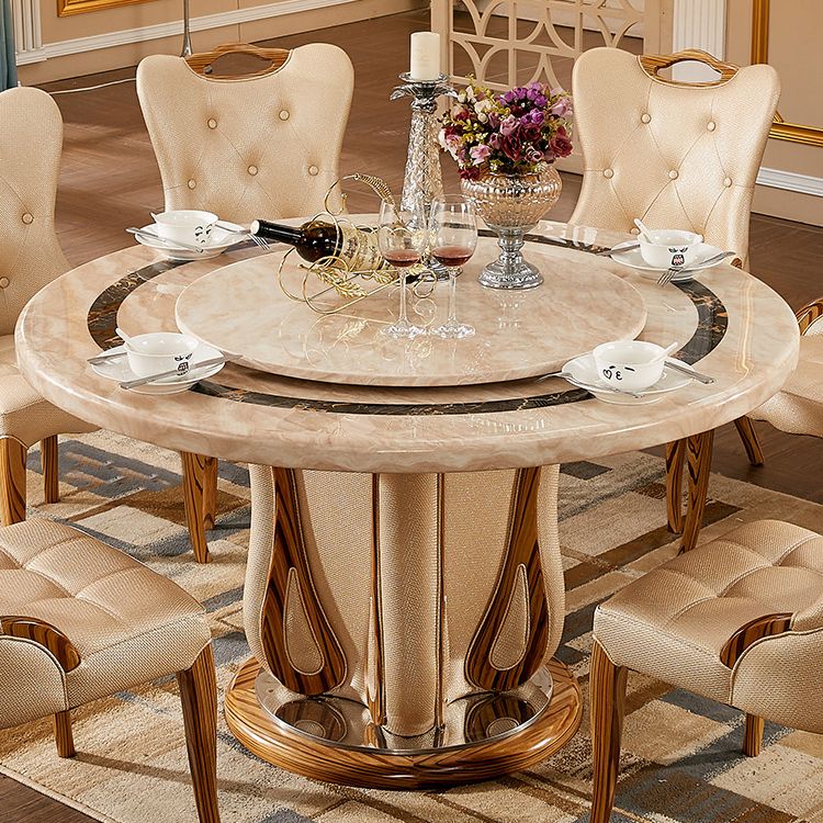 Faux Marble Dining Table Round Pedestal Dinner Table for Dining Room