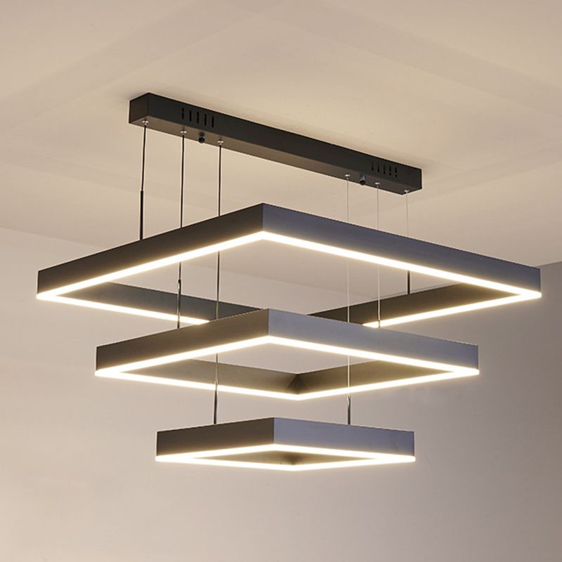 Moderne eenvoud kwadraat hanglager kroonluchter acrylhangende lamp voor woonkamer