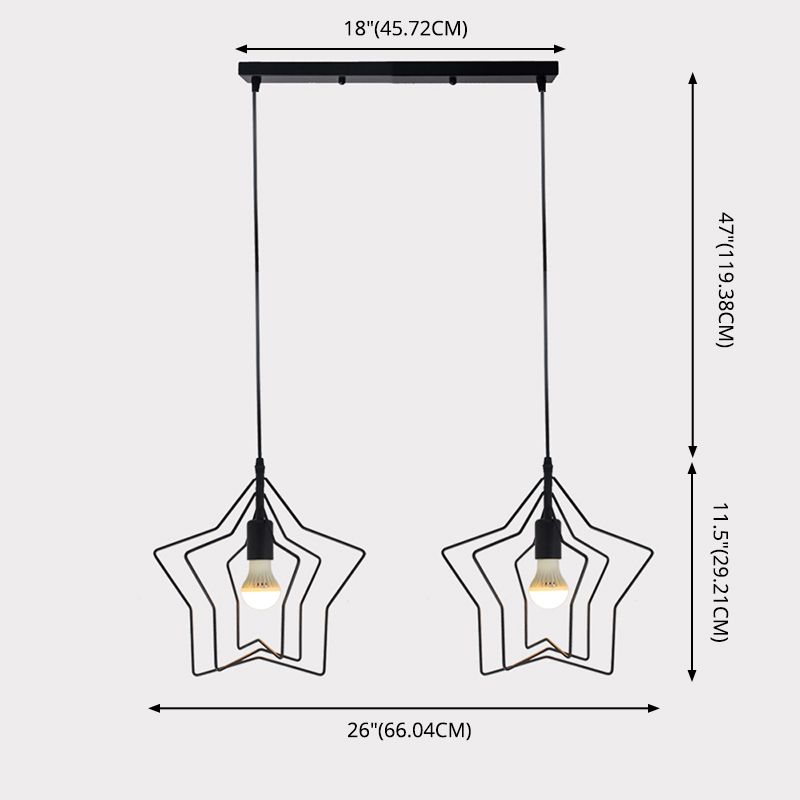 Metal 1 Light Pendant Light Nordic Simple Star Cage Hanging Lamp for Living Room