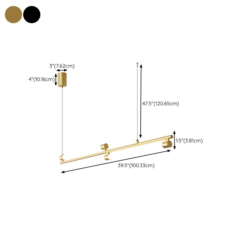 Brass LED Hanging Lamps Minimalism Island Light Fixture for Dining Room