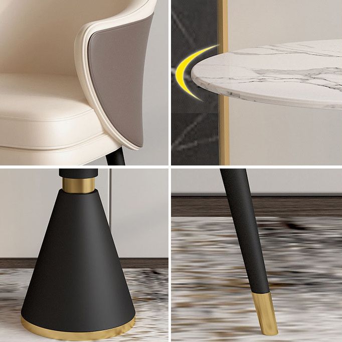 Modern Style Sintered Stone White Dining Room Set with Round Table Formal Dining Table Furniture