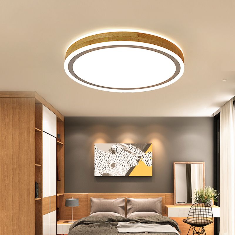 Plafonnier LED moderne en bois rond encastré plafonnier