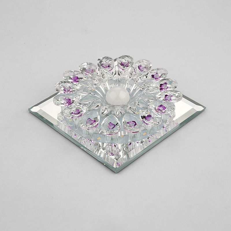 Plafonnier LED en forme de fleur pour entrée, style moderne, cristal, plafonnier LED transparent