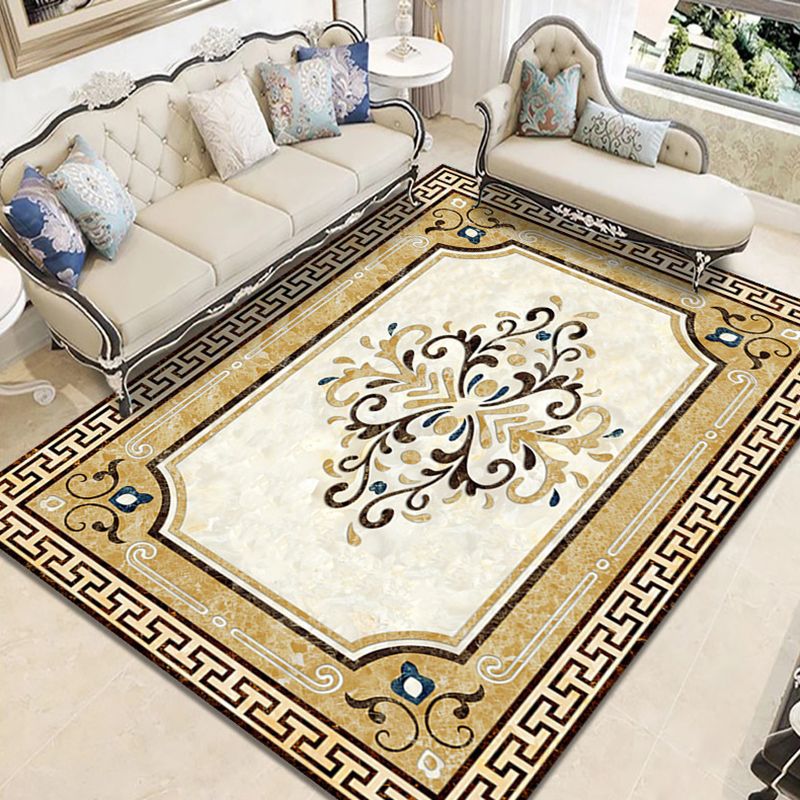 Gorgeous Marble Print Area Rug Funky European Style Rug Non-Slip Backing Carpet for Home Decoration