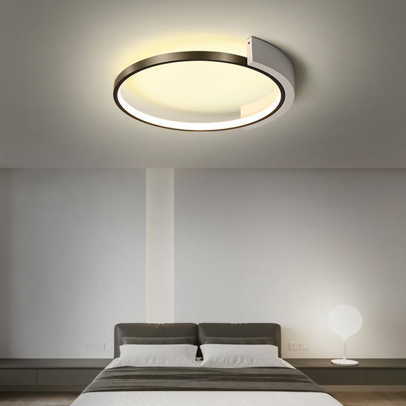 19.6" Wide Round Simplicity LED Ceiling Light Metal + Silicone Light Guide Bar Contemporary Style Lighting Fixture