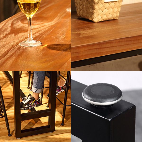 Solid Wood Top Bar Dining Table Industrial Bar Dining Table with Black Base