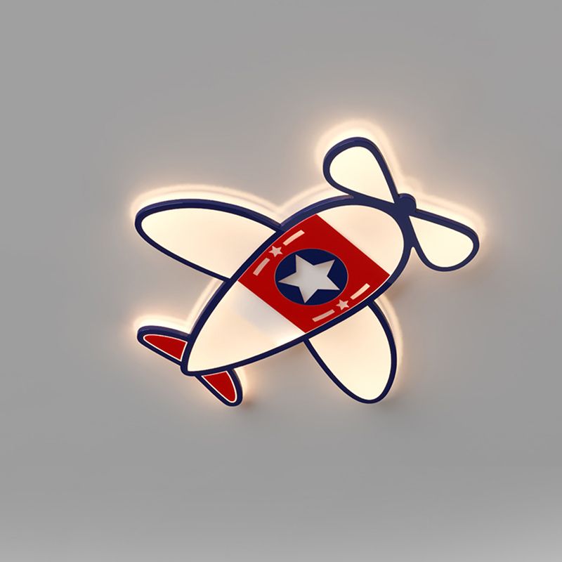 Airplane Metal Cartoon Flush Mount LED 1-Light Flush Light Fixture for Children Bedroom