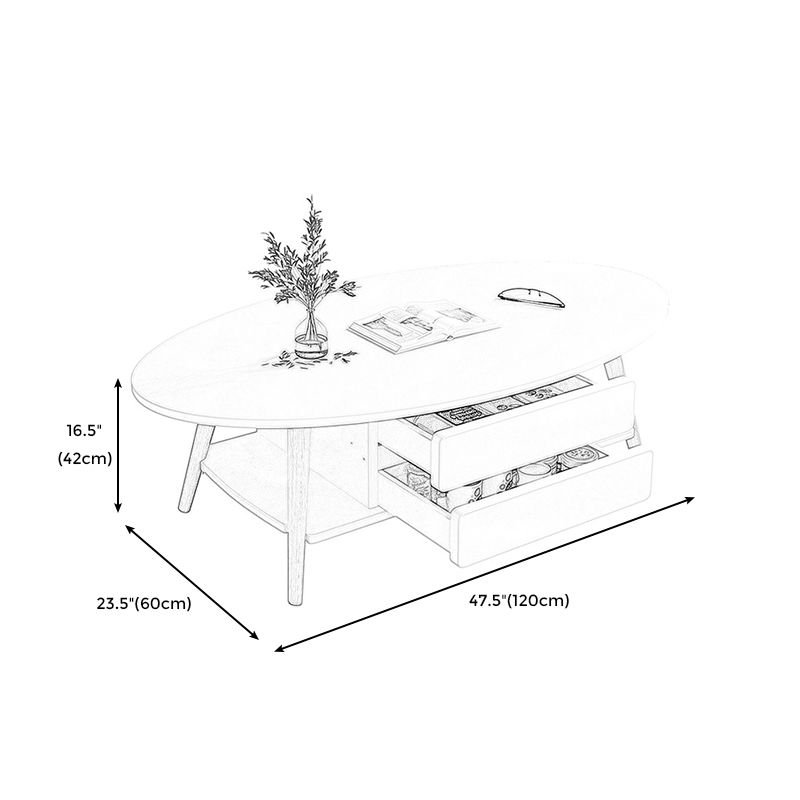 Modern Coffee Table Wooden 3 Legs Cocktail Table with Drawer
