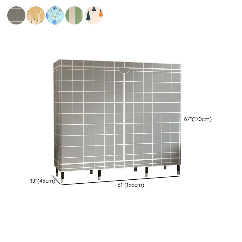 Contemporary Wardrobe Cabinet with Shelves Steel Wardrobe Armoire