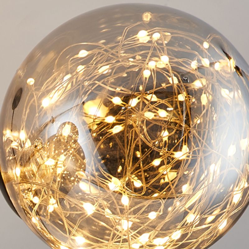 Modern Style Glass Ball Shade Chandelier Height Adjustable for Living Room Bedroom