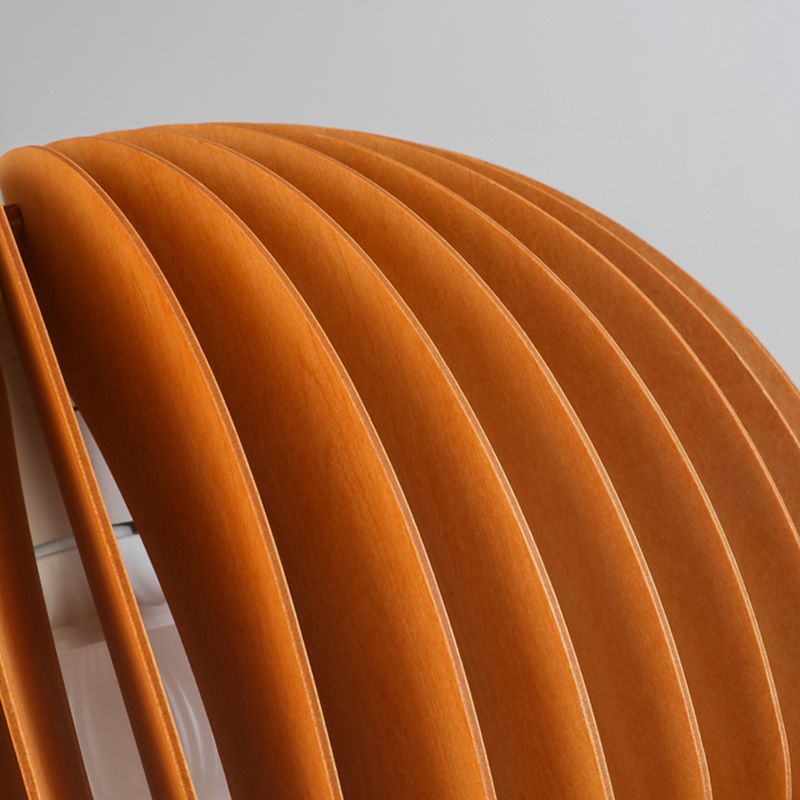 Éclairage suspendu à la nuance de citrouille en bois massif de style moderne 1 pendentif léger pour séjour à domicile