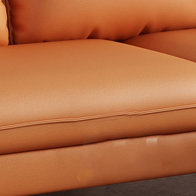 Fabric Settee with Four Legs Contemporary Sofa with Bolster Pillows
